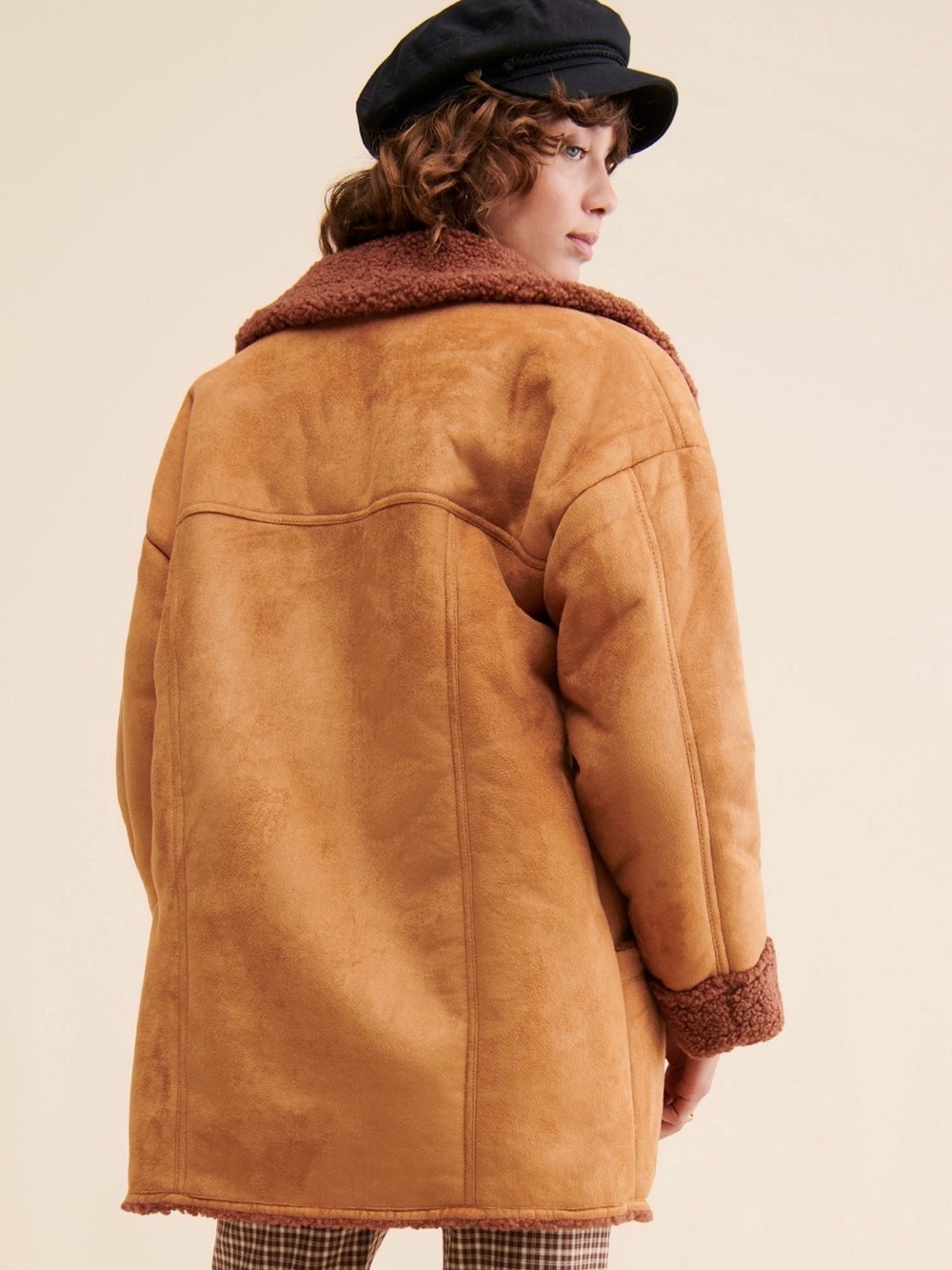 Free People Teddy Jacket in Camel Brown
